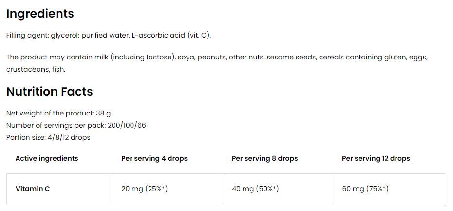 Vitamin C Drops | for Kids 30 ml - Nutra Best Europe