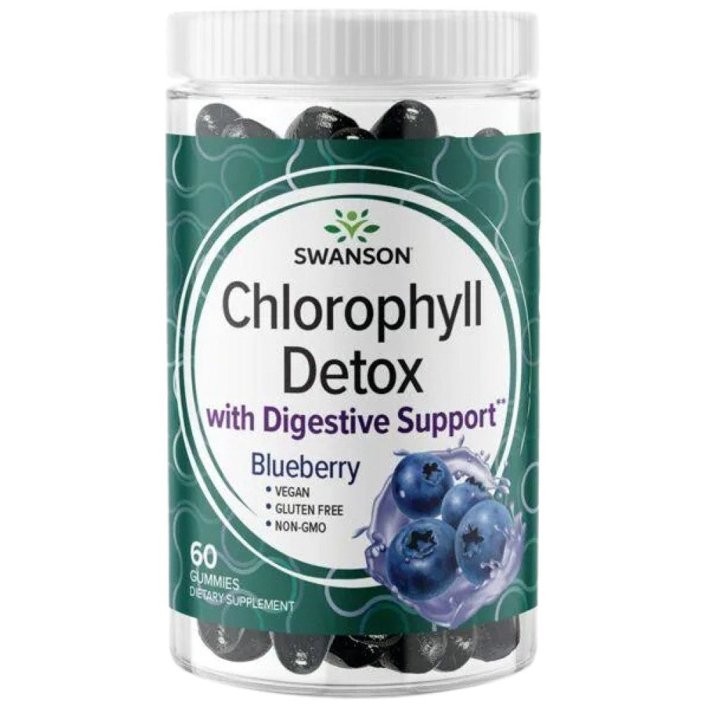 Chlorophyll Detox Gummies | Blueberry - 60 Chewable Tablets - Nutra Best Europe