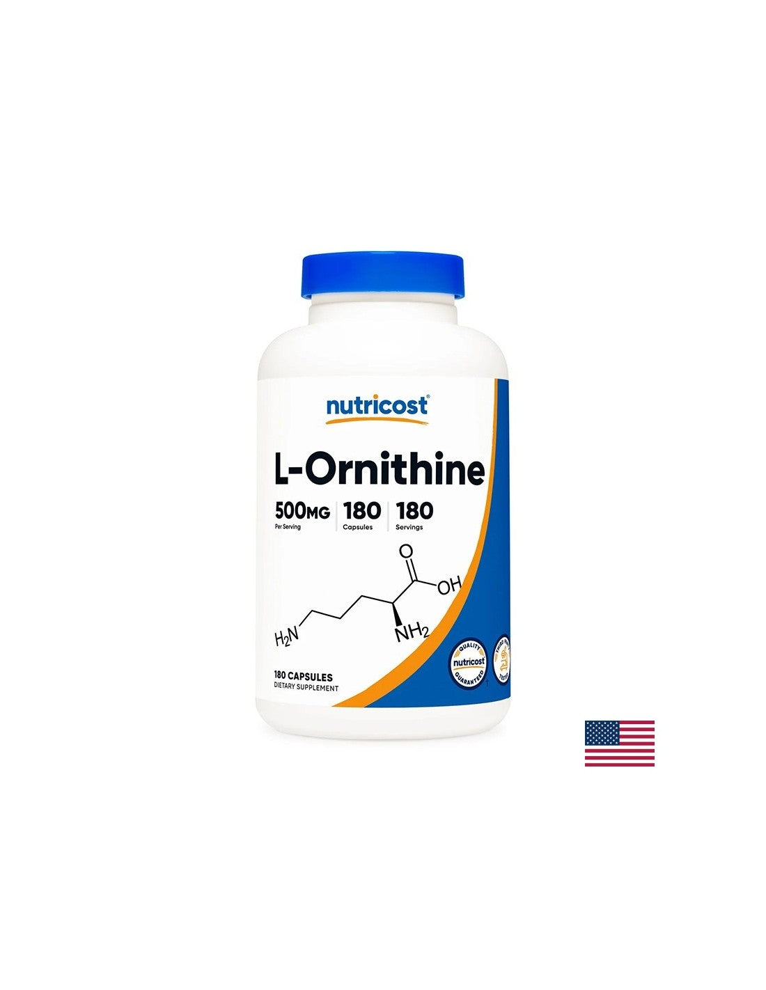 Detoxification and liver - L-Ornithine, L-Ornithine, 500 mg x 180 capsules Nutricost - Nutra Best Europe