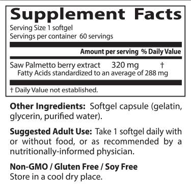 BEST Saw Palmetto 320 mg - 60 Gel capsules - Nutra Best Europe