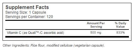 BEST Vitamin C + Quali™ C 500 mg - 120 capsules - Nutra Best Europe