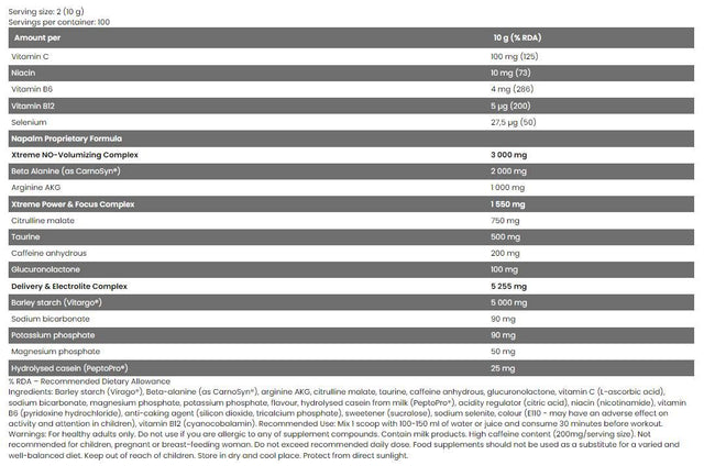 Xtreme NAPALM Pre-Workout | Loaded With Vitargo® - 500 grams - Nutra Best Europe
