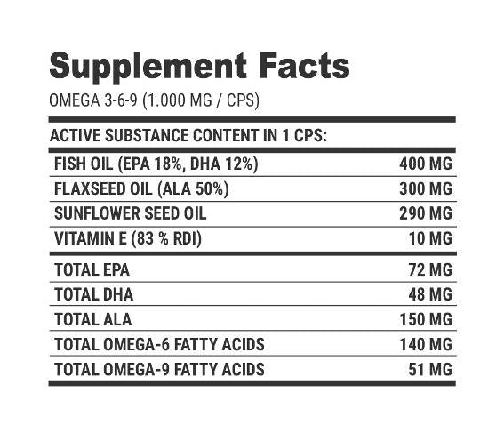 Omega 3-6-9 - 100 capsules - Nutra Best Europe