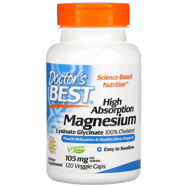 High Absorption 100% Chelated Magnesium Glycinate 105 mg - 120 capsules - Nutra Best Europe