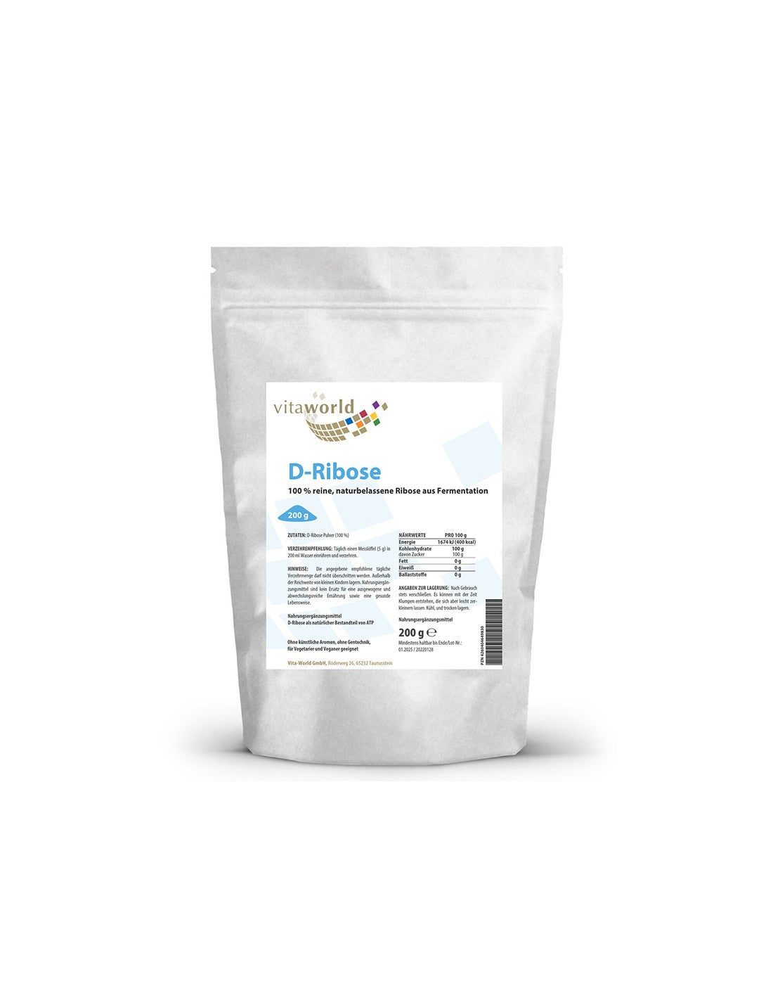 Energy - D-ribose, 200 g powder - Nutra Best Europe