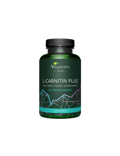 Energy and weight control - L-Carnitine + Chromium, choline and green coffee, 120 capsules - Nutra Best Europe