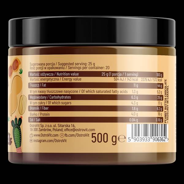 Chocolate Peanut Butter with Hazelnut in Caramel | Crunchy 500 grams - Nutra Best Europe
