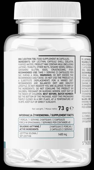 Lecithin 700 mg 90 capsules - Nutra Best Europe