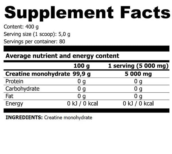 Crea Monohydrate - 400 grams - Nutra Best Europe