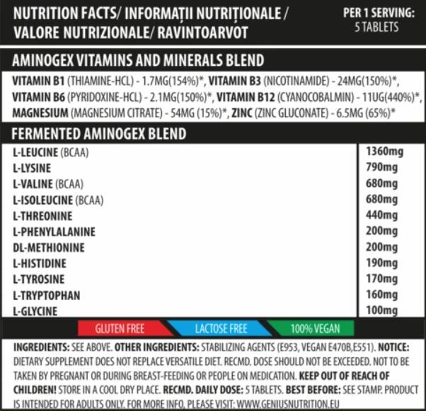 AminoGEX - 300 Tablets - Nutra Best Europe