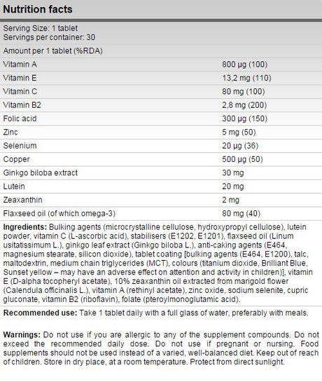 Eyes / Eye Formula 60 Tablets - Nutra Best Europe