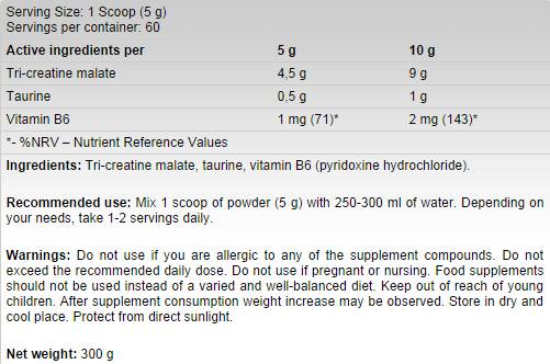 Tri Creatine Malate 300 grams - Nutra Best Europe