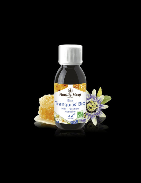 Elixir Tranquilis Bio Miel Passiflore Aubépine/ Bio syrup with bee honey, passionflower, hawthorn / Peaceful sleep, 125 ml Famille Mary - Nutra Best Europe
