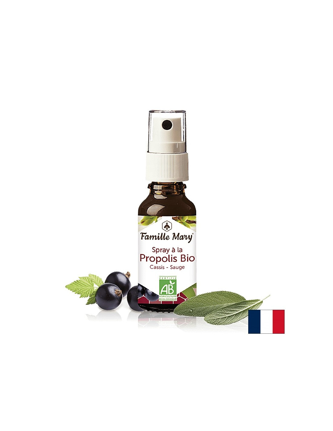 Spray à la Propolis Bio / Throat spray with brown propolis, sage and blackcurrant, 20 ml Famille Mary - Nutra Best Europe