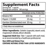 BEST Betaine HCL 650 mg / with Pepsin & Gentian Bitters - 120 capsules - Nutra Best Europe