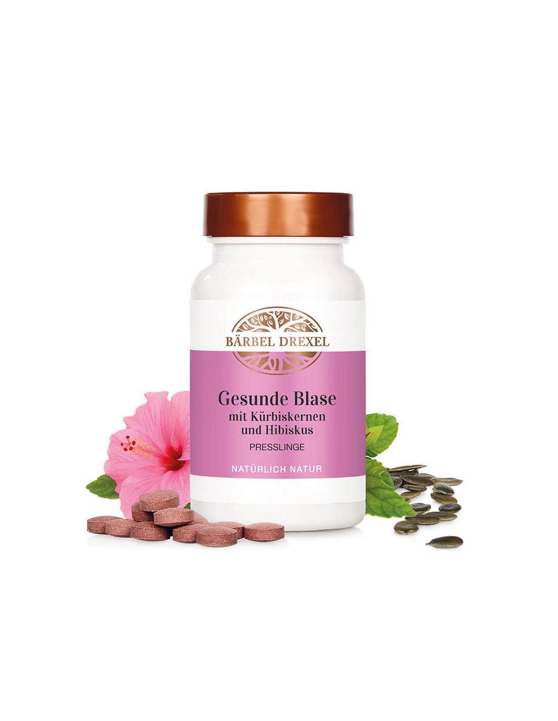 Gesunde Blase mit Kürbiskernen und Hibiskus - Herbs against overactive bladder, 120 tablets Bärbel Drexel - Nutra Best Europe