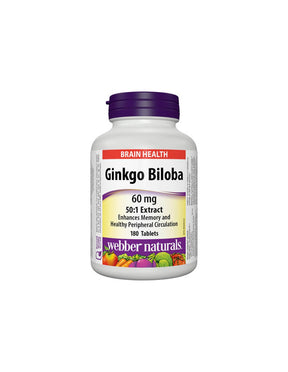 Memory, concentration, blood circulation - Ginkgo biloba 60 mg, 180 tablets - Nutra Best Europe