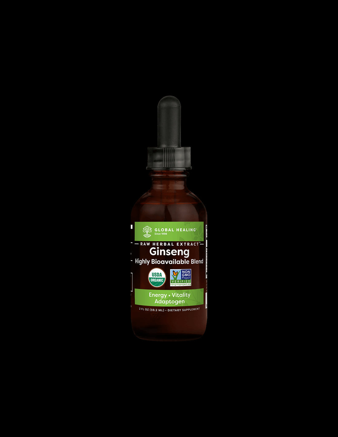 Energizing Herbal Blend Against Stress and Fatigue - With Korean and Siberian Ginseng, Ashwagandha and Maca, 59.2 ml Global Healing - Nutra Best Europe