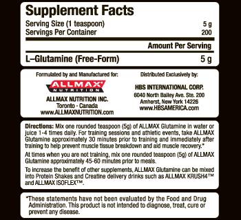 Glutamine - 1000 grams - Nutra Best Europe