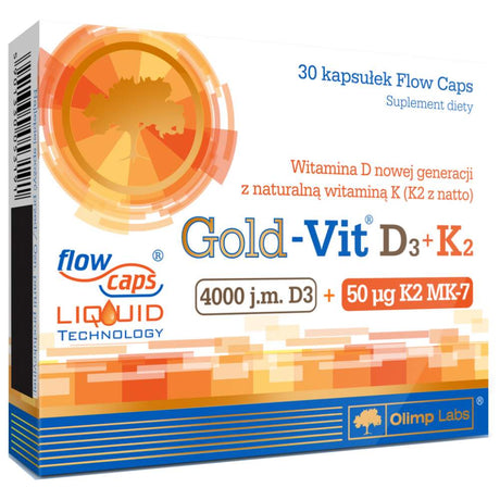 GOLD-Vit D3 + K2 30 capsules - Nutra Best Europe