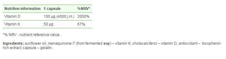 GOLD-Vit D3 + K2 30 capsules - Nutra Best Europe