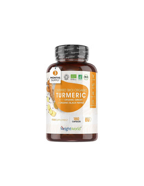 Care for bones, joints and the heart - Turmeric + Ginger and Black Pepper Bio, 180 capsules - Turmeric - Nutra Best Europe
