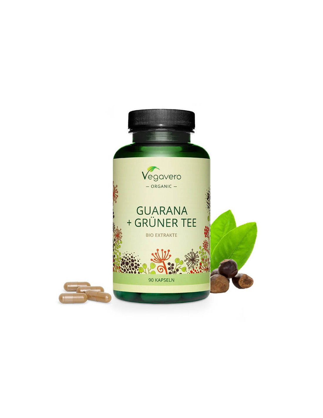 Guarana + Grüner Tee Bio Extrakte - Guarana and green tea extract, 90 Vegavero capsules - Nutra Best Europe