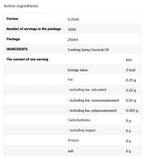 Cooking Spray - Coconut Oil - 250 ml - Nutra Best Europe