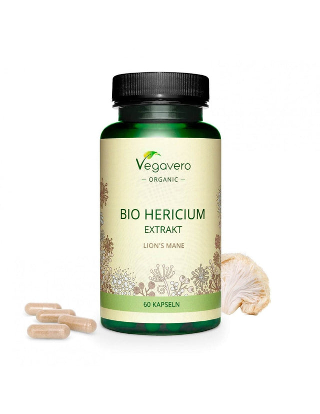 Hericium Bio Extrakt/ Hericium (Lion's mane) BIO extract, 60 capsules, 100% Vegan Vegavero - Nutra Best Europe