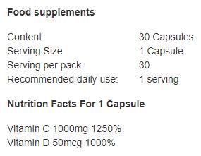 Vitamin C 1000 + D3 2000 IU 30 capsules - Nutra Best Europe