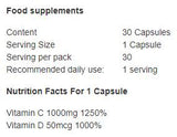Vitamin C 1000 + D3 2000 IU 30 capsules - Nutra Best Europe