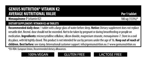 Vitamin K2 100 mcg - 60 Tablets - Nutra Best Europe
