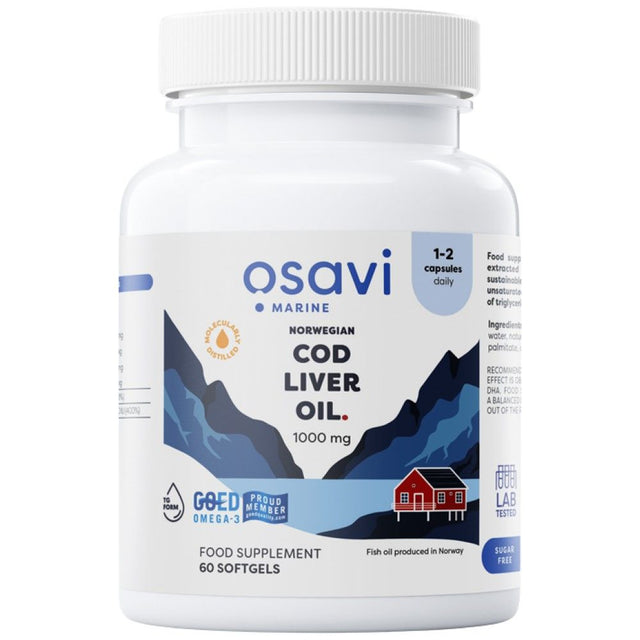 Norwegian Cod Liver Oil 1000 mg | Lemon Flavored - 60 Gel capsules - Nutra Best Europe