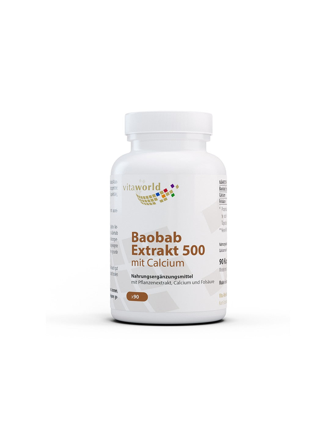 Immunity and energy - Baobab extract + Calcium and Folic acid, 90 capsules - Nutra Best Europe