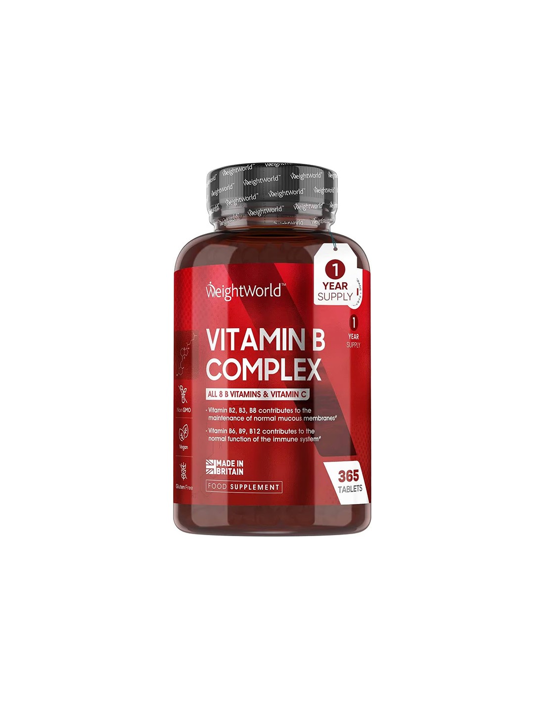 Immunity and energy - Vitamin B-Complex + Vitamin C, 365 tablets - Vitamin B complex - Nutra Best Europe