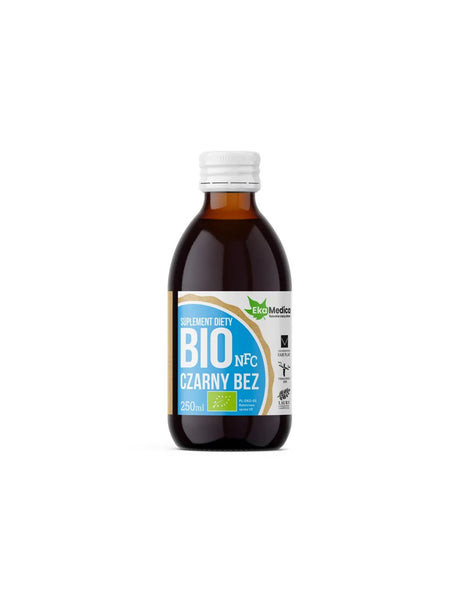 Organic elderberry juice with camu camu and natural vitamin C - Immunity and respiratory system, 500 ml, 10 or 20 doses - Nutra Best Europe