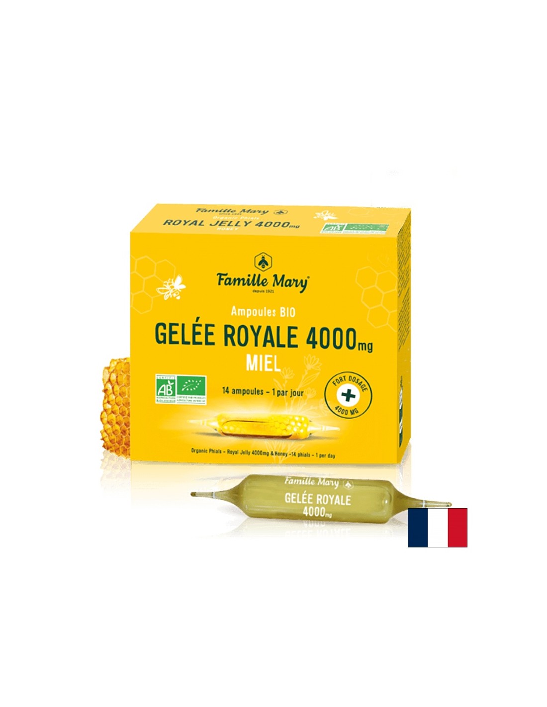 Immunity and energy - Royal jelly 4000 mg + bee flower honey, 14 drinking ampoules x 15 ml BIO - Nutra Best Europe