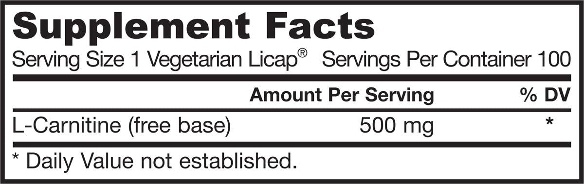 L-Carnitine Liquid Cap 500 mg - 100 Gel capsules - Nutra Best Europe