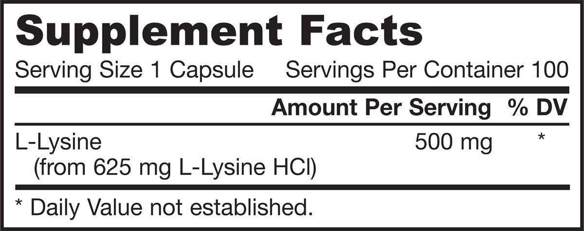 L-Lysine 500 mg - 100 capsules - Nutra Best Europe