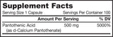 Pantothenic Acid B5 500 mg - 100 capsules - Nutra Best Europe