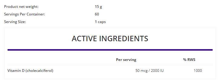 Vitamin D3 2000 60 Gel capsules - Nutra Best Europe