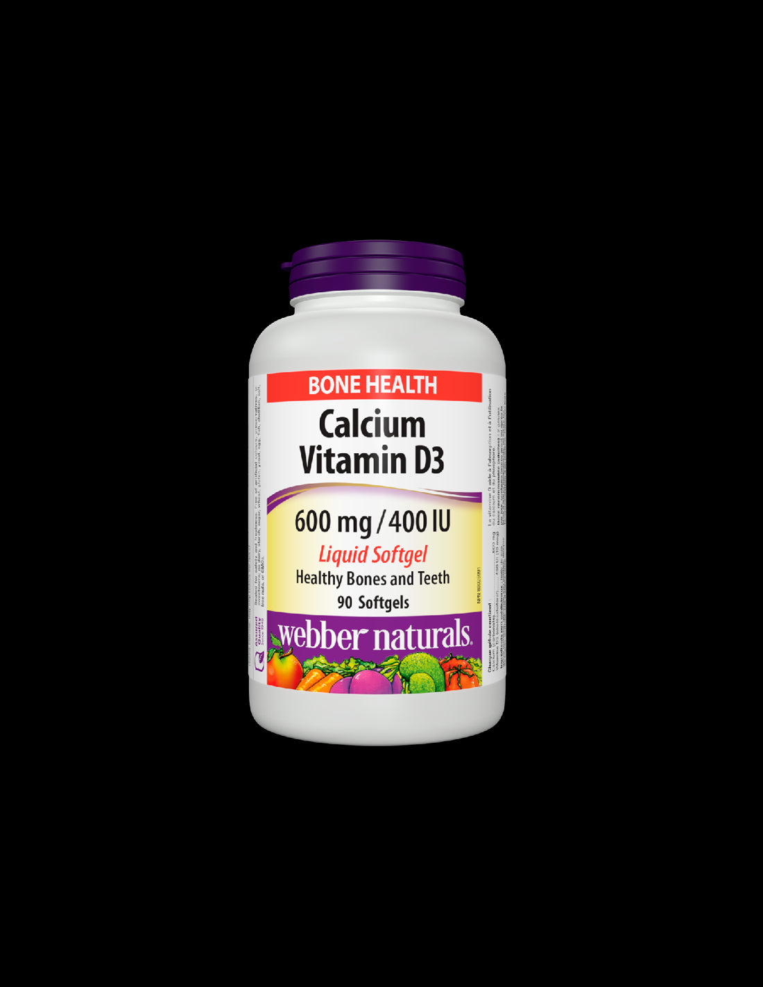 Calcium 600 mg + Vitamin D3 400 IU - Bone and Muscular System, 90 Webber Naturals Liquid Softgels - Nutra Best Europe