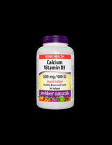 Calcium 600 mg + Vitamin D3 400 IU - Bone and Muscular System, 90 Webber Naturals Liquid Softgels - Nutra Best Europe