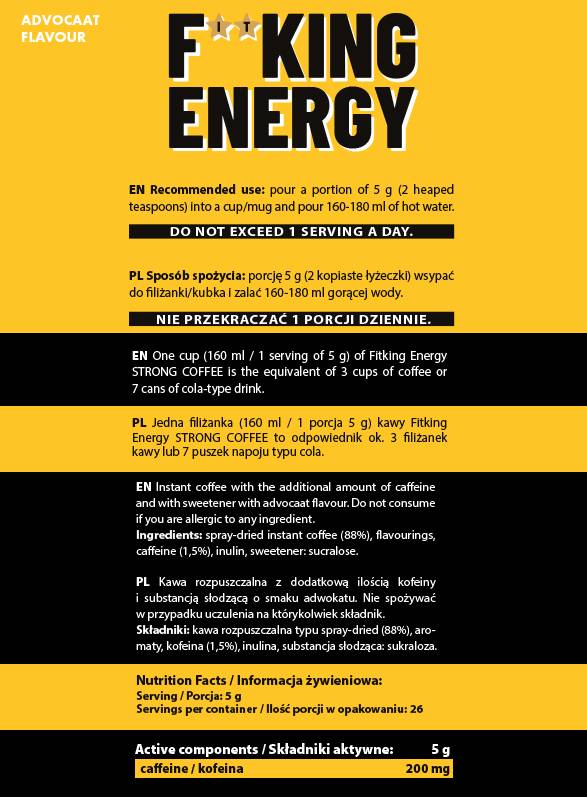 F**KING Energy | Strong Coffee Instant - 130 grams - Nutra Best Europe