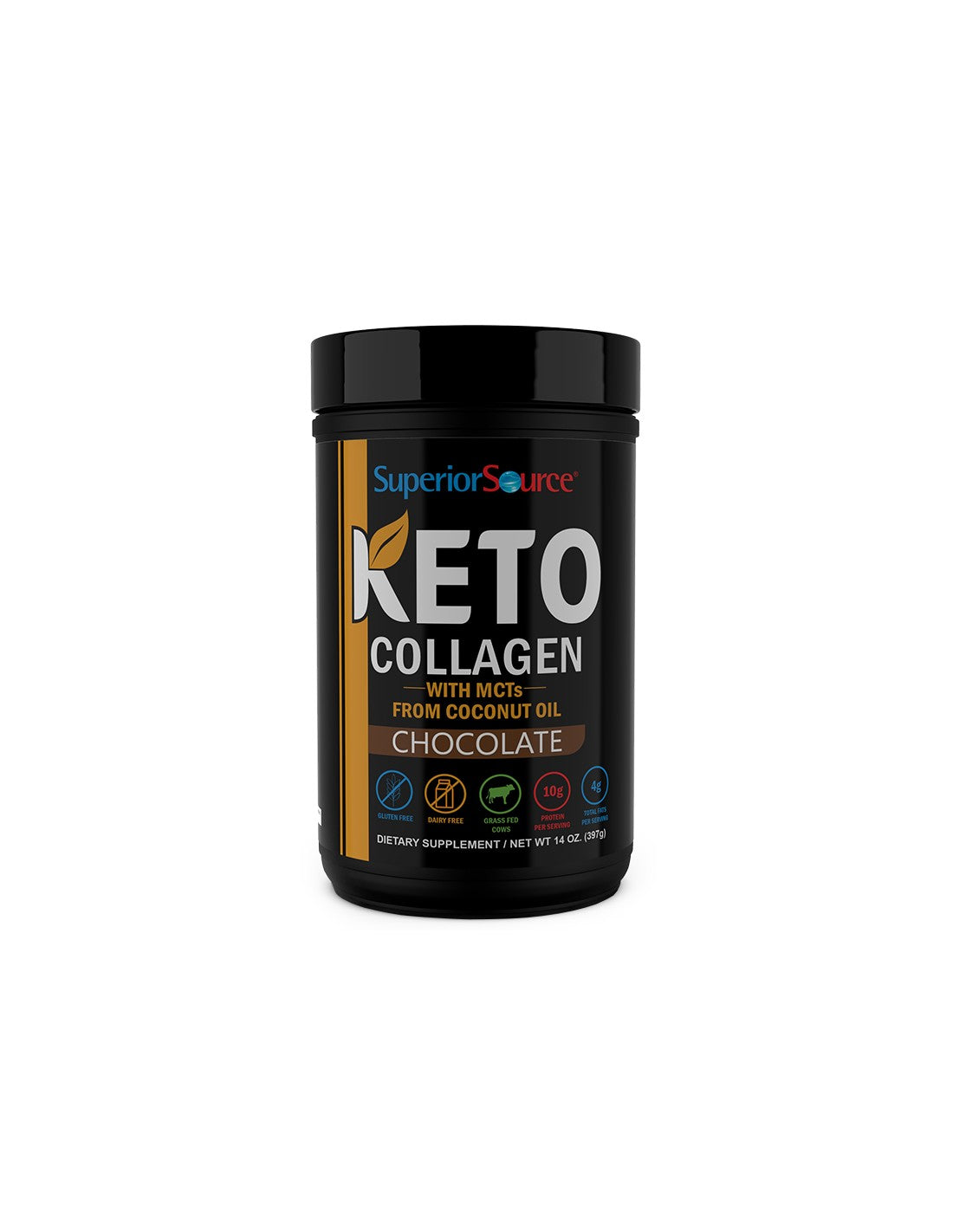 KETO Collagen + Coconut Oil Medium Chain Triglycerides - Chocolate Flavor, 397g Powder - Nutra Best Europe