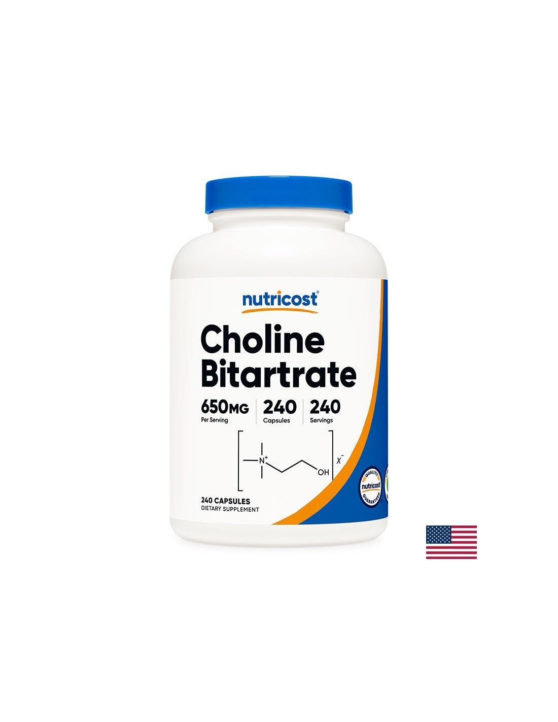 Brain Function - Choline Bitartrate (Vitamin B4), 240 Nutricost Capsules - Nutra Best Europe