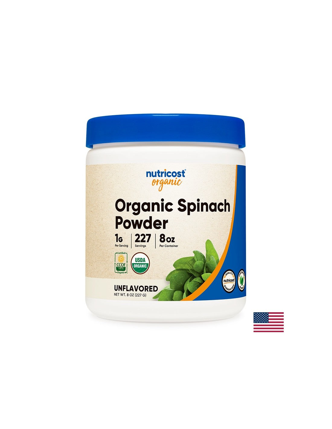 Organic Spinach Powder - Tone, Vitality & Strong Immunity, 227g (powder) Nutricost - Nutra Best Europe