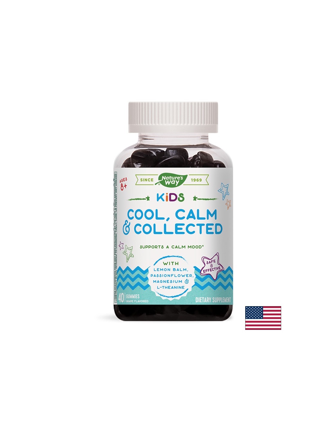 Kids Cool, Calm & Collected /With lemon balm, passionflower, magnesium, L-theanine/, 40 Nature's Way gel tablets - Nutra Best Europe
