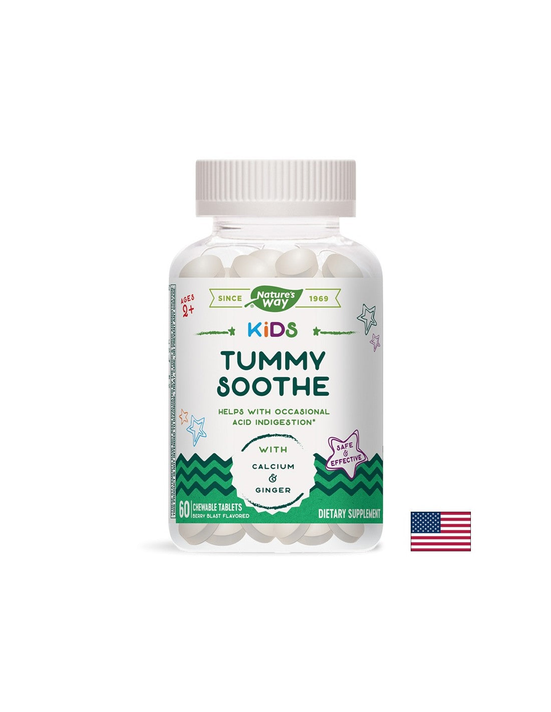 Kids Tummy Soothe /With Ginger and Calcium/, 60 chewable tablets Nature's Way - Nutra Best Europe