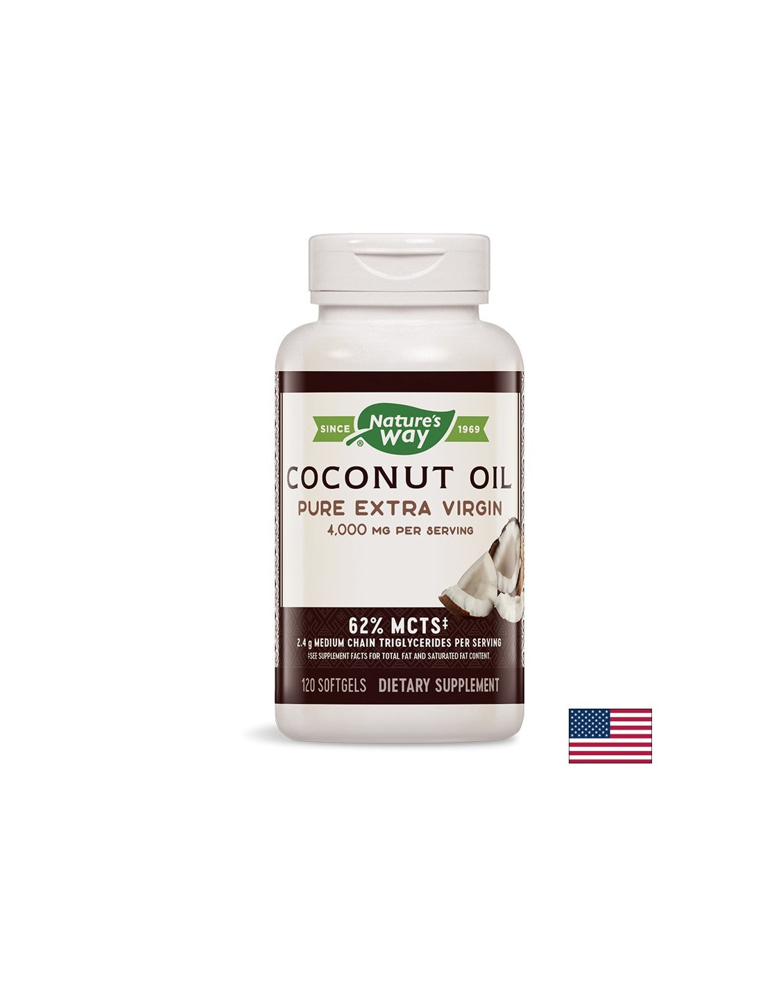 Coconut Oil Organic 1000 mg - 120 Gel capsules - Nutra Best Europe